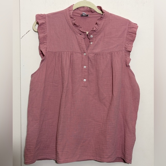 J. Crew Factory Tops - J Crew Factory Gauze Smocked Ruffleneck Top Size L